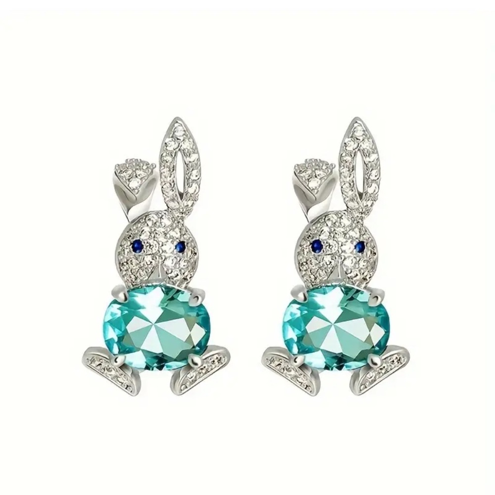 Easter Bunny Earrings, Cubic Zirconia Bunny Earrings, Easter Earrings